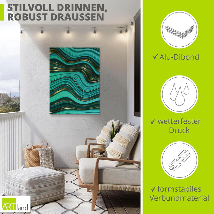 ARTland Wandbild Alu Verbundplatte für Innen & Outdoor Bild 30x40 cm Abstrakte Deko Modern Marmor We
