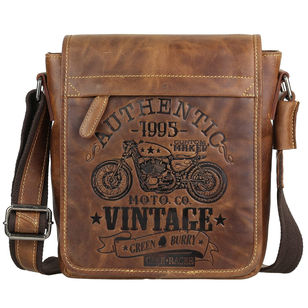 Greenburry Cafe-Racer Flapzip Umhänger 0830, Umhängetasche Brown, Brown