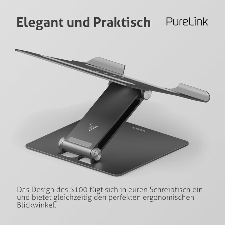 PureLink Vuelogic höhenverstellbarer Laptop Ständer, ergonomischer Notebookhalter für Schreibtische,