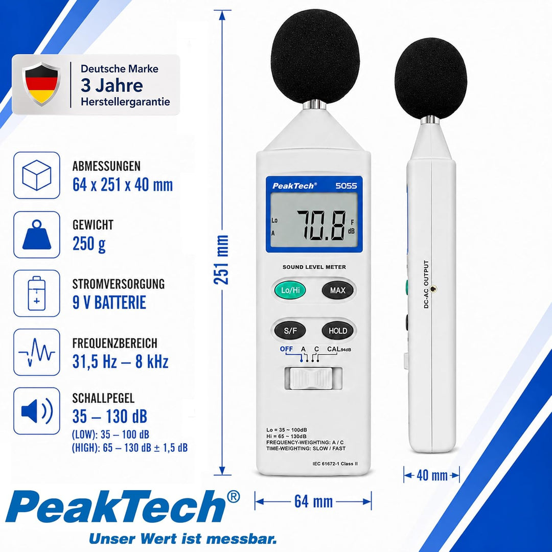 PeakTech Digital-Schallpegelmesser, 3 1/2-stellig