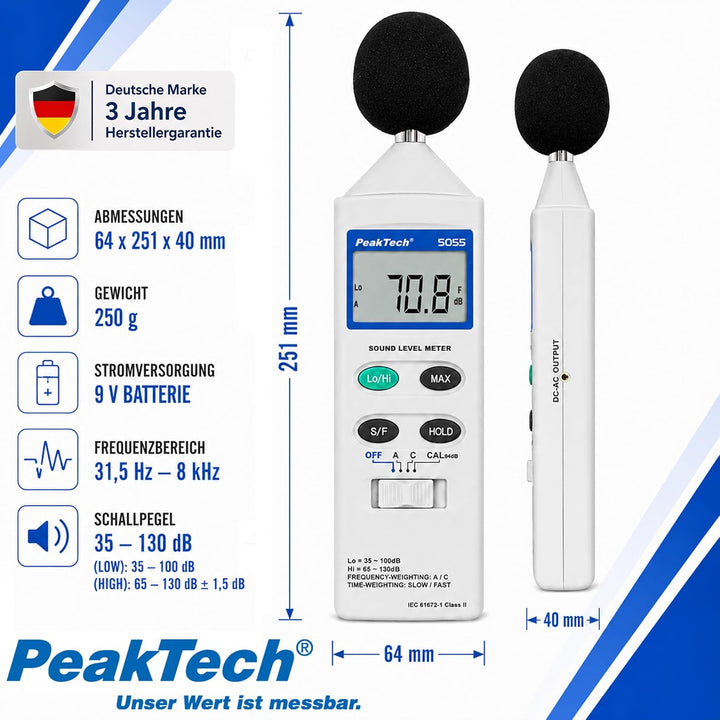 PeakTech Digital-Schallpegelmesser, 3 1/2-stellig