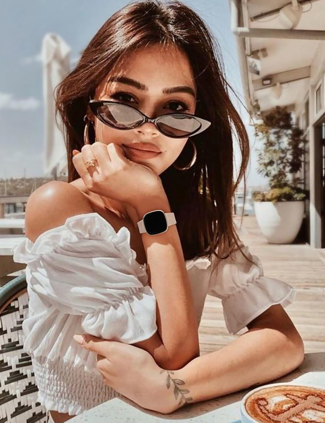 TOYOUTHS 2 Stück Floral Gravierte Armband kompatibel mit Fitbit Versa 4/Versa 3/Sense 2/Sense Armban