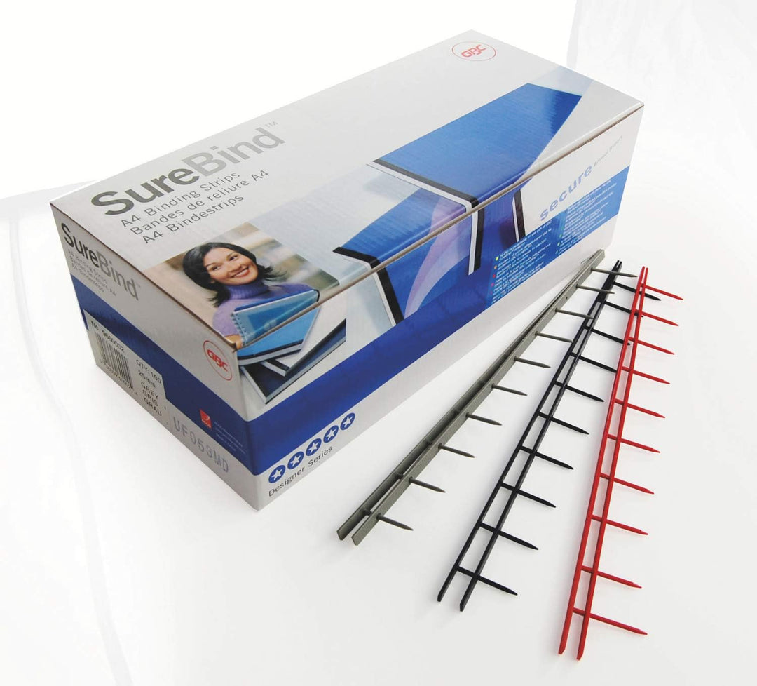 GBC SureBinds Bindestrips, A4, 100 Stück,schwarz, schwarz