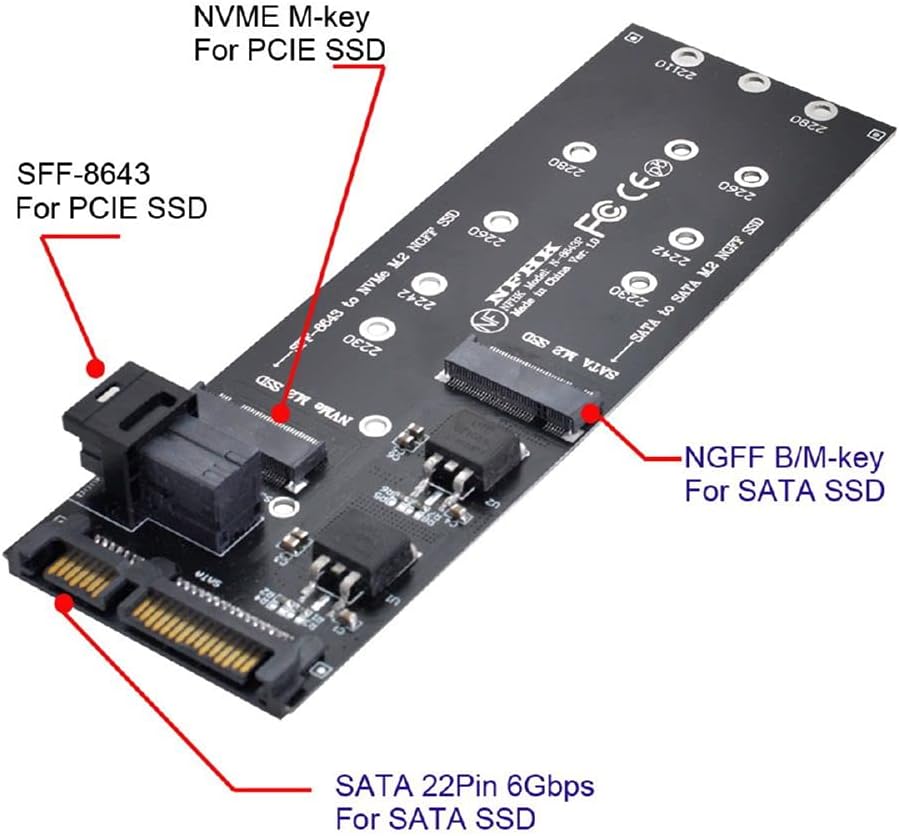 cablecc SFF-8643 auf U2 Kit NGFF M-Key auf HD Mini SAS NVME PCIe SSD SATA Adapter für Motherboard SF