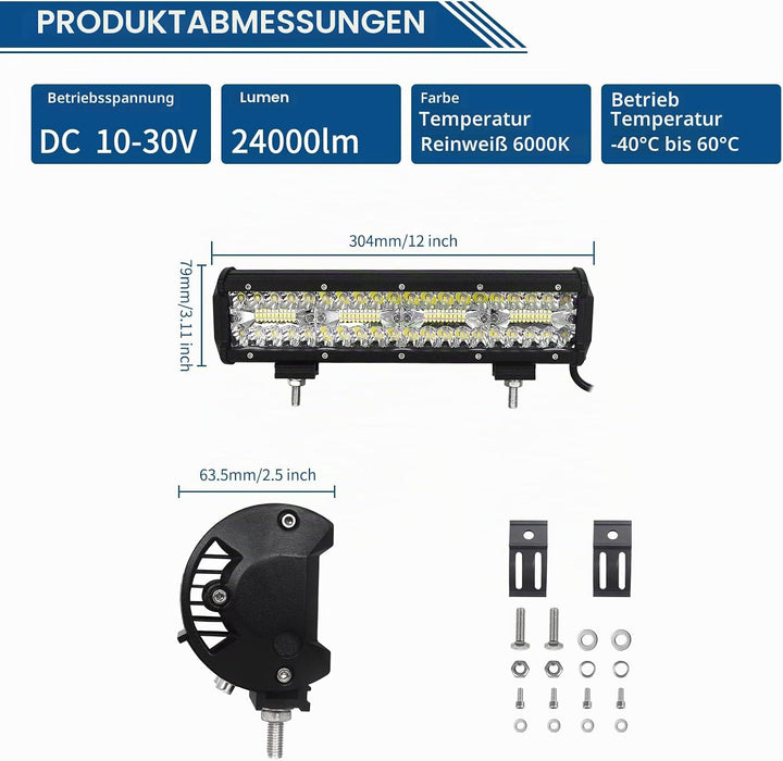 Willpower 12 Zoll 30CM 240W Led Arbeitsscheinwerfer Bar Led Scheinwerfer 12V 24V Wasserdicht Flutlic