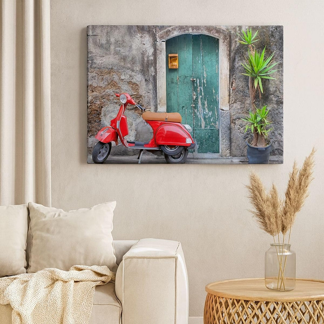 Bilder auf Leinwand Scooter transport italien retro Leinwandbild 70x50cm Wandbilder Dekoration Wohnz