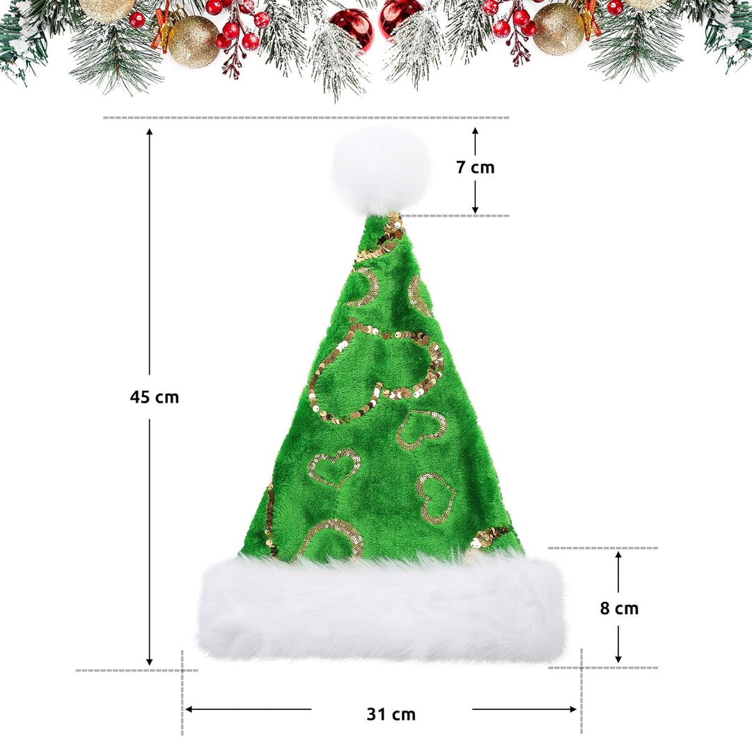 CITÉTOILE Erwachsener Weihnachtsmütze, Blattmuster mit Silberstickerei, Lange Pelz Krempe und Pelz B