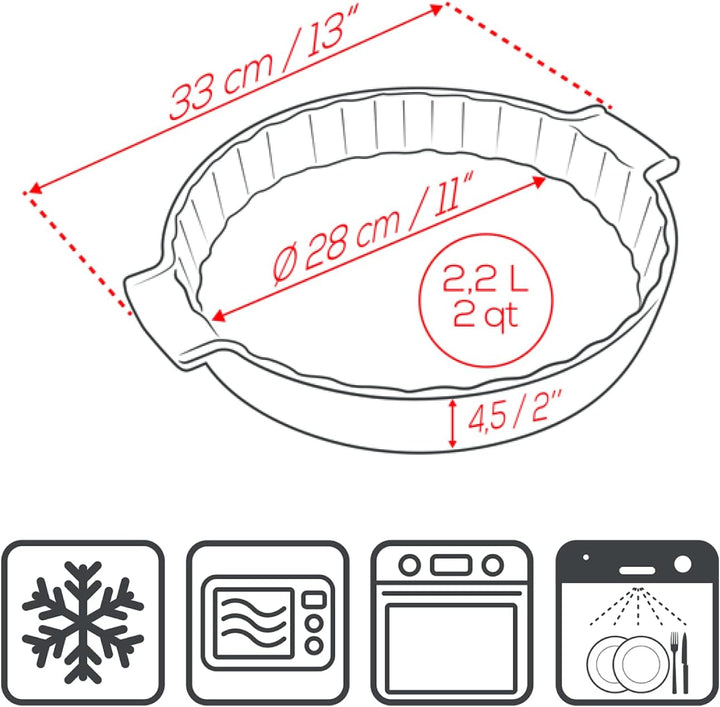 Peugeot 60398 Appolia Tarteform, Keramik, rot, 28cm Rot 30 cm, Rot 30 cm