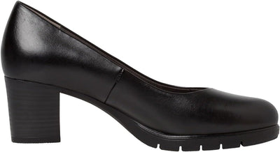 Tamaris Comfort Damen Pumps aus Leder mit Blockabsatz Comfort Fit 36 EU Schwarz, 36 EU Schwarz