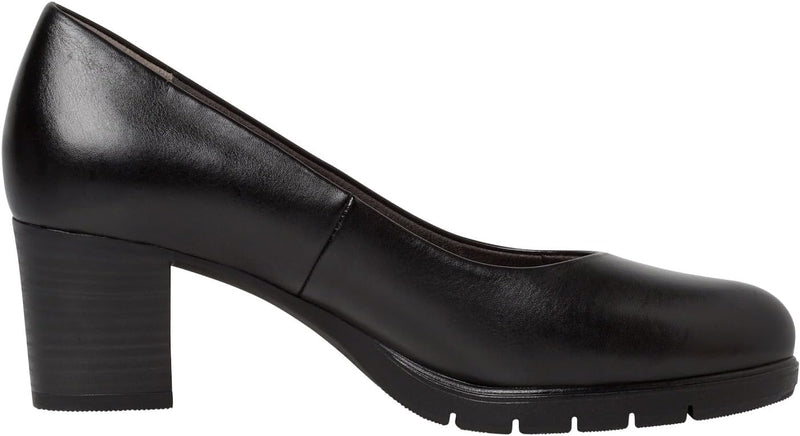 Tamaris Comfort Damen Pumps aus Leder mit Blockabsatz Comfort Fit 37 EU Schwarz, 37 EU Schwarz