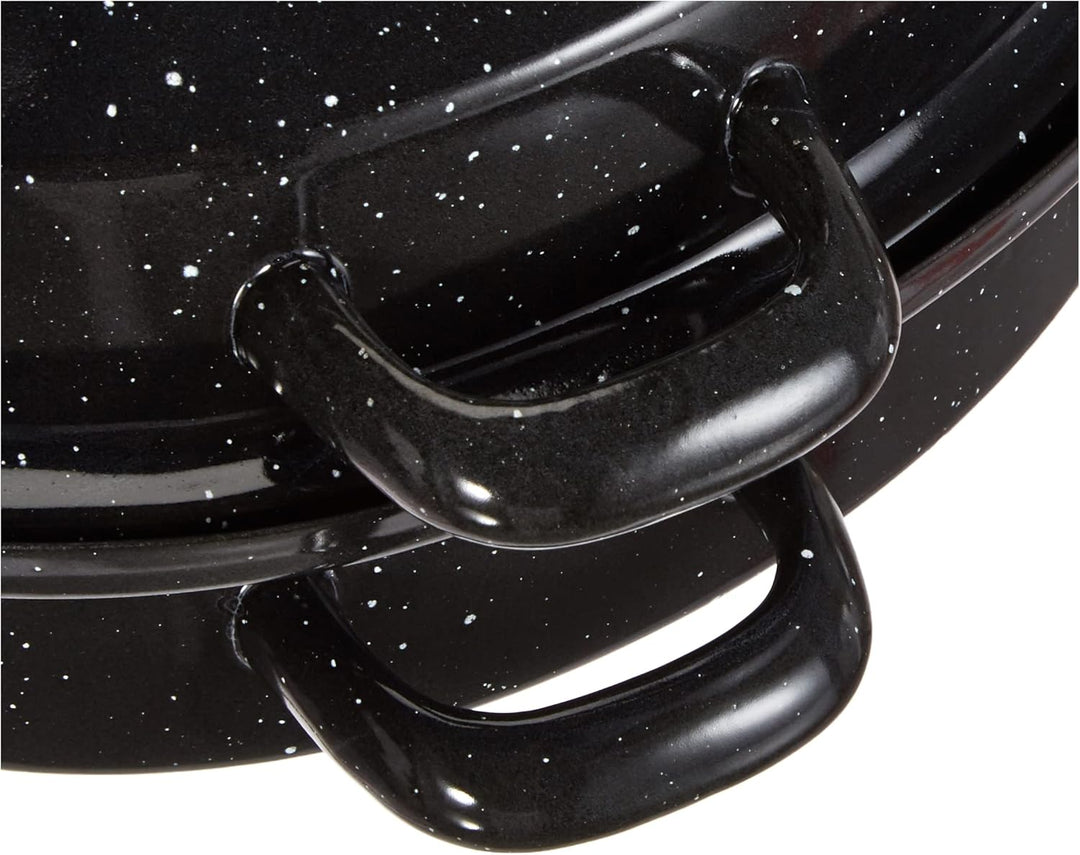 Krüger Gansbräter in schwarz/weiss gesprenkelt, Emaille, 26 cm, 26 cm