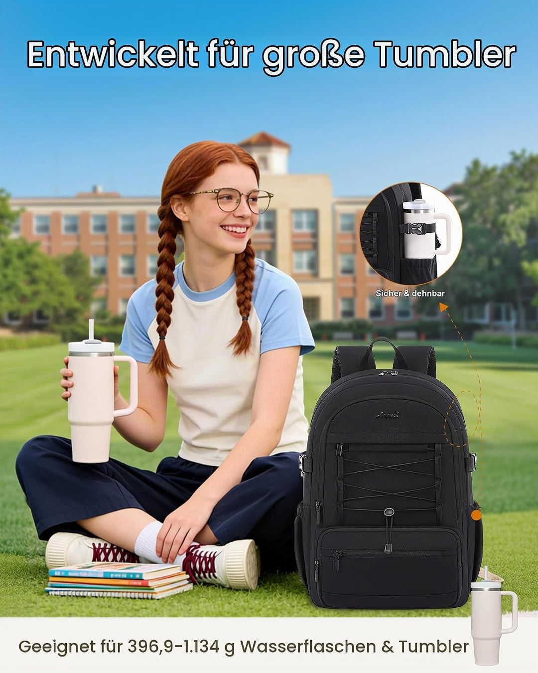 LOVEVOOK Laptop Rucksack Damen, 17,3 Zoll Schulrucksack Teenager Mädchen Schultasche Wasserdicht Tra