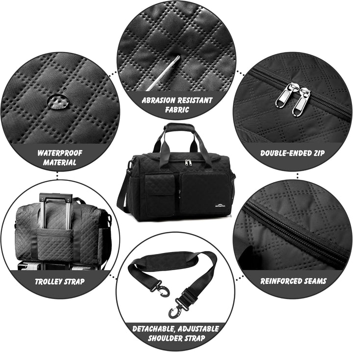 Sporttasche Damen，Reisetasche mit Nassfach und Schuhfach Wasserdichter Handgepäck Tasche, Weekender