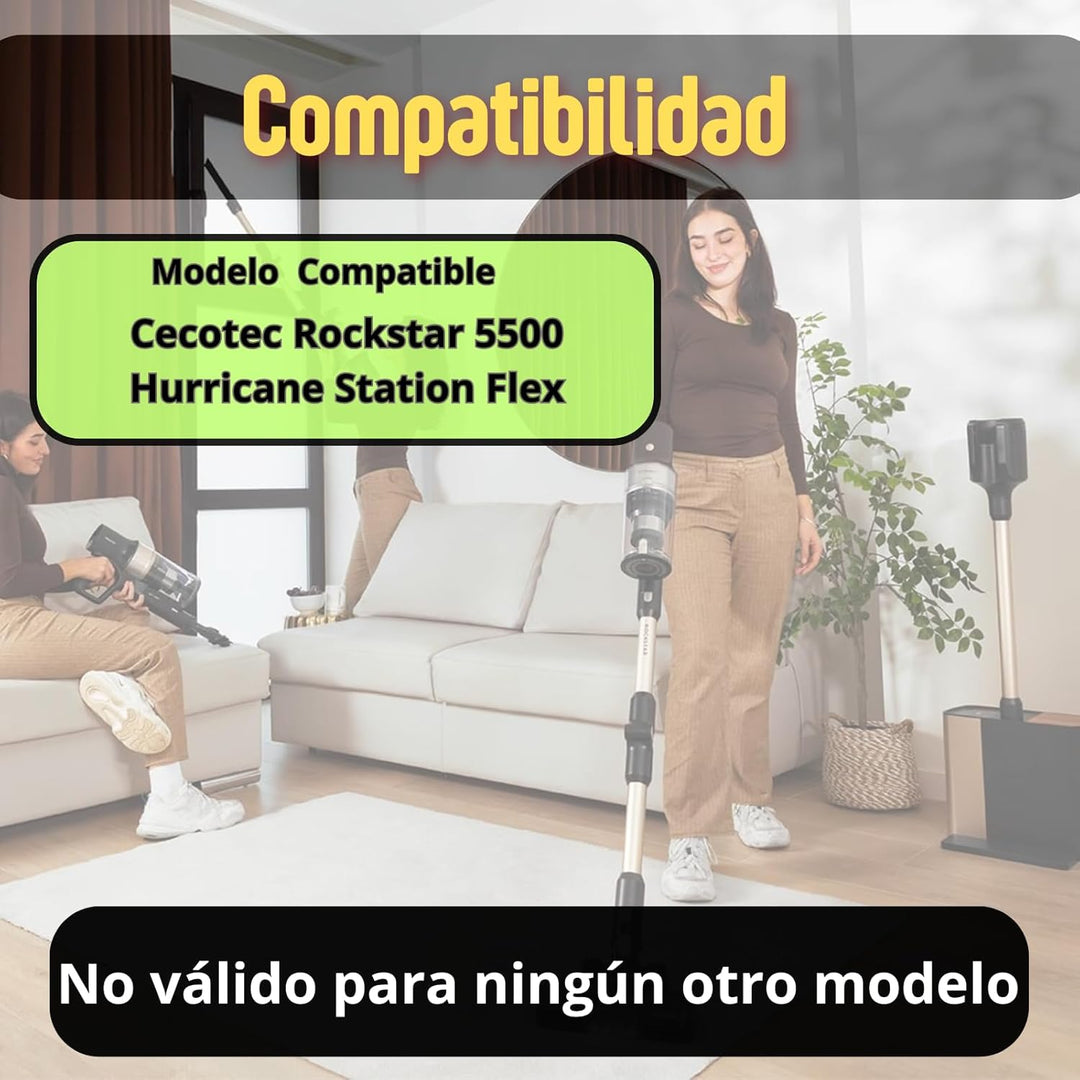 8 Ersatzbeutel, kompatibel mit Cecotec Staubsauger ohne Kabel, Conga Rockstar 5500 Hurricane Station