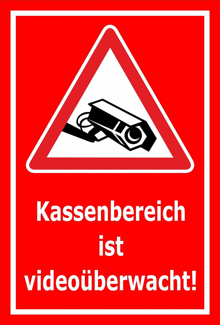 Melis Folienwerkstatt Schild - Kasse videoüberwacht - 60x40cm | 3mm Aluverbund – S00349-028-D 20 VAR