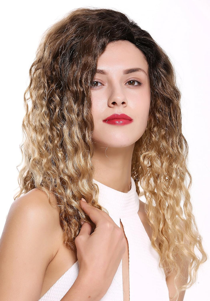 WIG ME UP - 803AD-Y-SC1911 Damenperücke Perücke Seitenscheitel Afro Krepplocken gelockt Ombre Braun