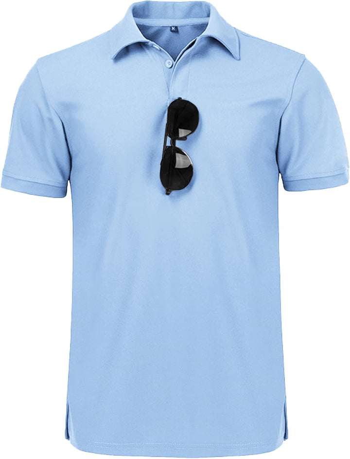 geeksport Poloshirt Herren Golf Kurzarm Freizeit Sport Polo Tennis Tshirts mit Brillenhalter Knopfle