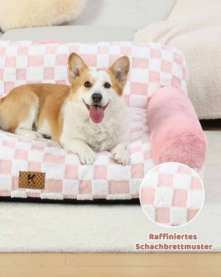 KSIIA Orthopädisches Katzenbett Flauschig 89x56cm, Abnehmbar Katzensofa Hundebett Waschbar, Hundesof