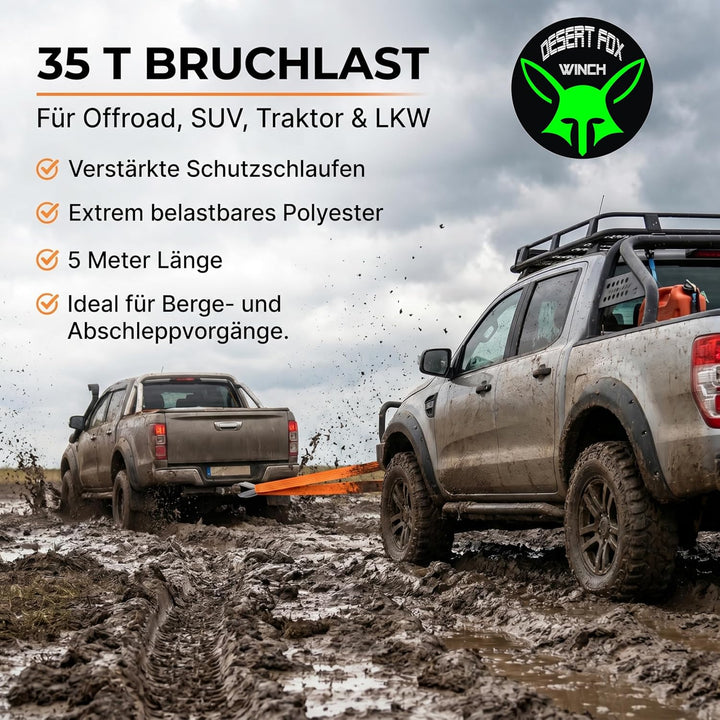 Desert Fox Winch Abschleppschlaufe Abschleppseil für LKW 40 t Traktor Baumaschinen Abschleppschlinge