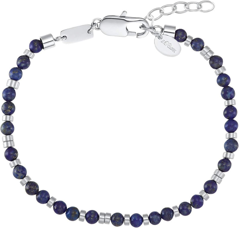 s.Oliver Armband Edelstahl Herren Armschmuck, mit Lapis, 20+3 cm, Blau, Kommt in Schmuck Geschenk Bo