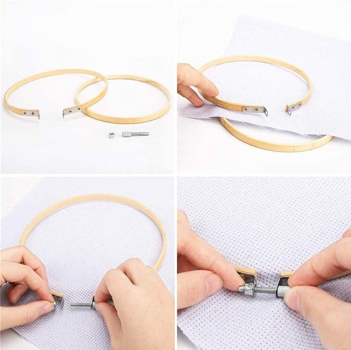 16 Pack 4 Zoll Mini Bambus Kreis, Stickrahmen Kreuzstich Hoop Ring für DIY Kunsthandwerk Handliches
