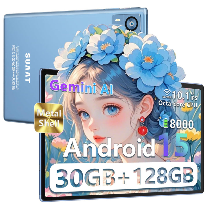 2026 Neuestes Android 15 Tablet 【Gemini AI】【30 GB RAM + 128 GB ROM+2TB】 10.1 Zoll, Widevine L1, Octa