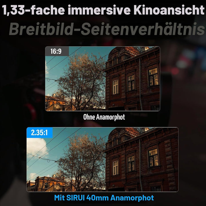 SIRUI 40mm T1.8 1.33x Anamorphisches Objektiv, S35 Autofokus-Objektiv für MFT-Mount (M4/3) Kameras,