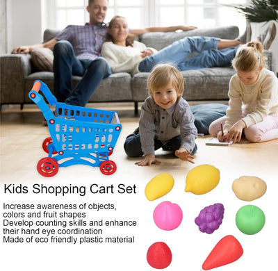 Kinder Einkaufswagen Spielset,Pädagogischer Kinder-Einkaufswagen, Spielzeug zum Spielen, Rollenspiel