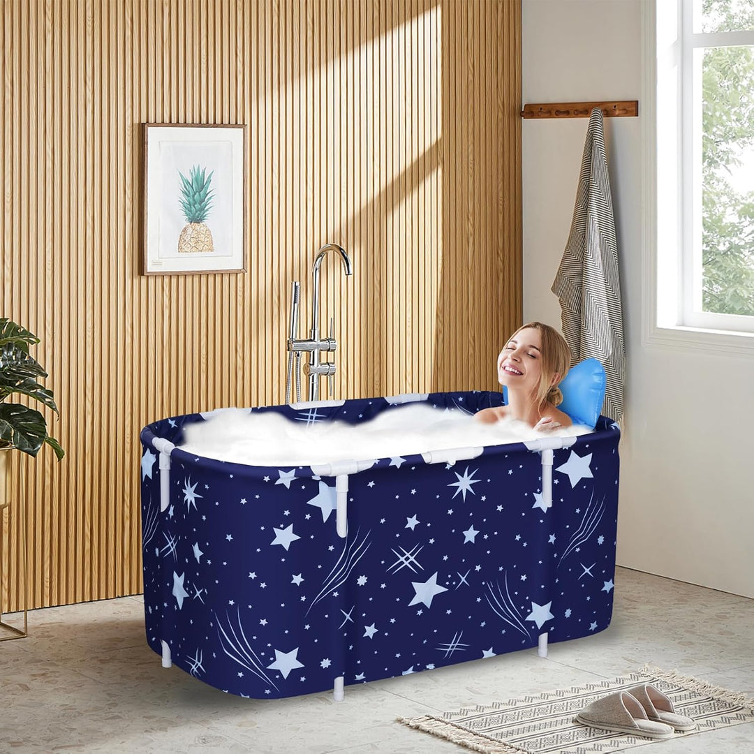 Sinbide 125x55x54cm Tragbare Badewanne, Faltbare Badewanne für Erwachsene, Grosse Familien Badewanne