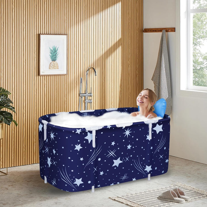 Sinbide 125x55x54cm Tragbare Badewanne, Faltbare Badewanne für Erwachsene, Grosse Familien Badewanne