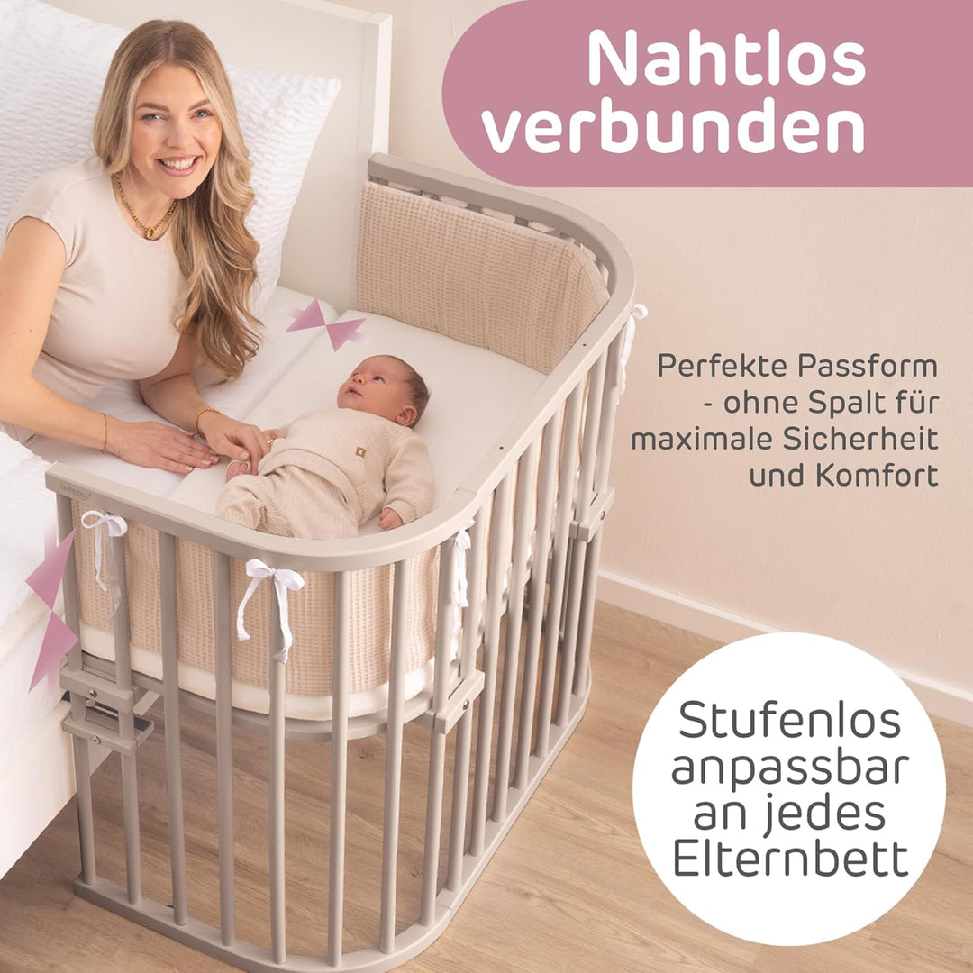 babybay Original Beistellbett aus massivem Buchenholz/kompakt & verwandelbar/Kinderbett Höhe stufenl