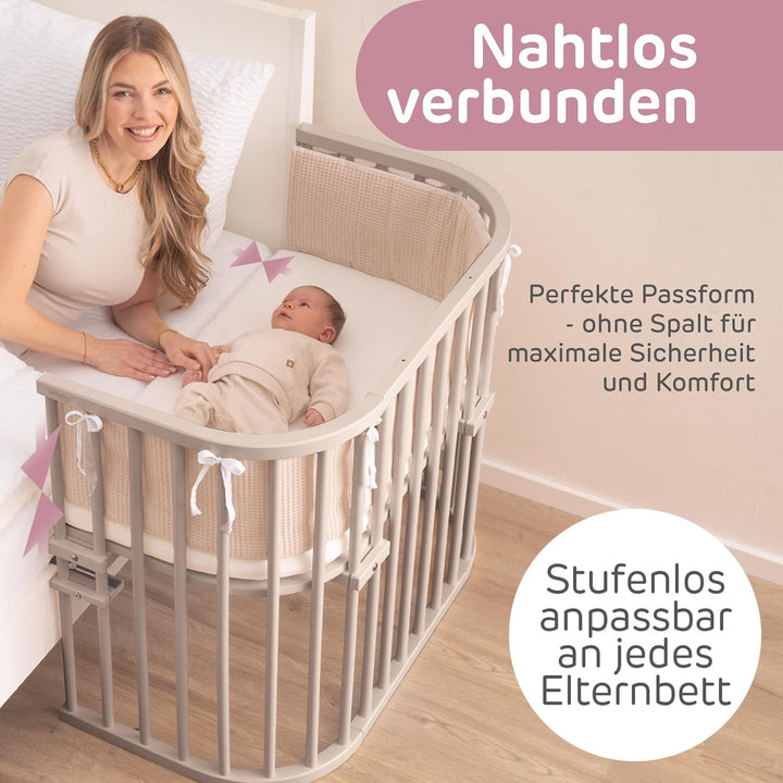 babybay Original Beistellbett aus massivem Buchenholz/kompakt & verwandelbar/Kinderbett Höhe stufenl