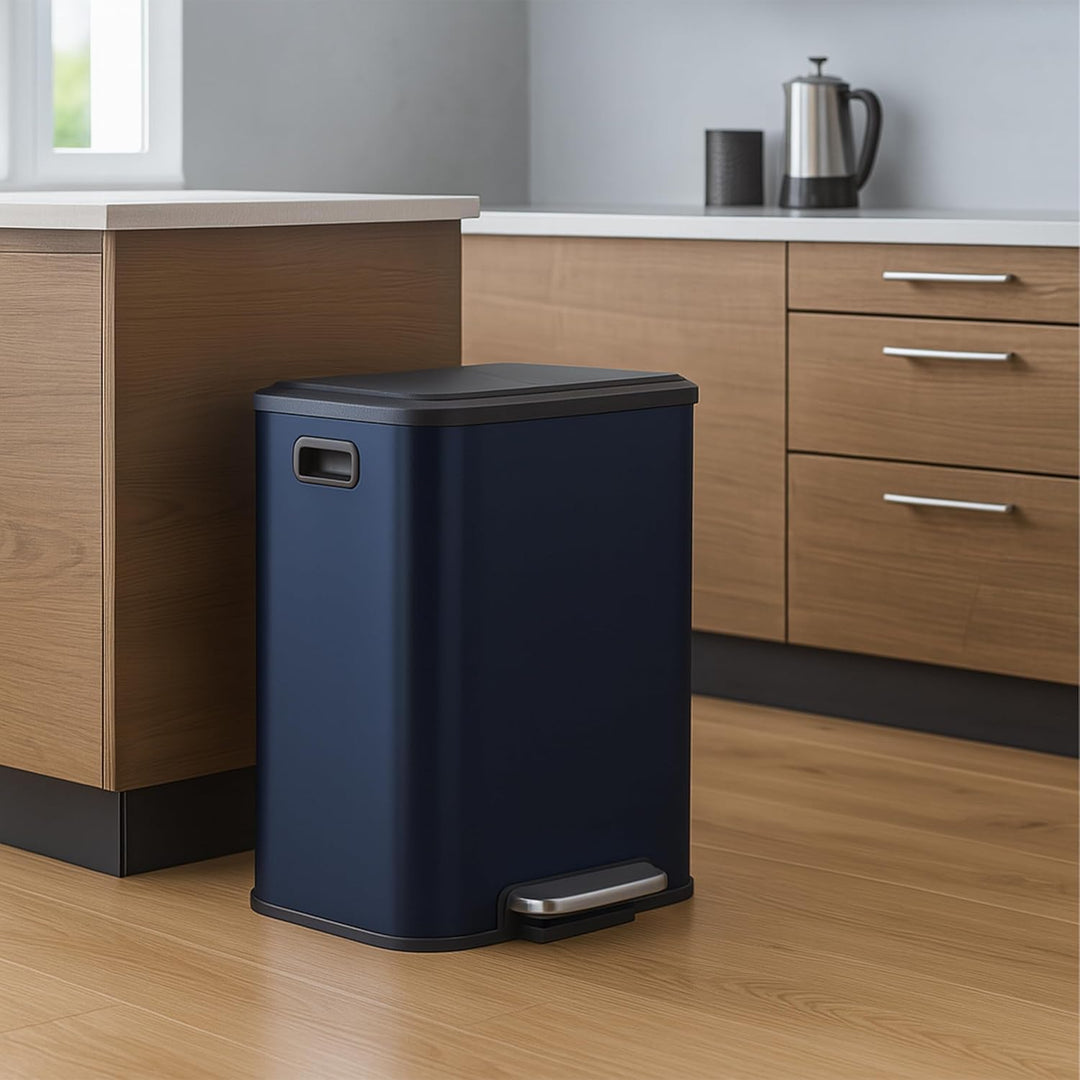 Relaxdays Mülleimer 2 x 15 Liter, Küchenmülleimer mit entnehmbare Inneneimer, Absenkautomatik und Tr