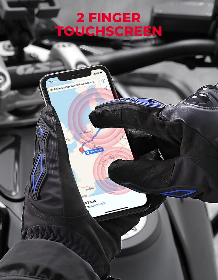 KEMIMOTO Winter Motorradhandschuhe - Winddichte Motorrad Handschuhe mit Touchscreen-Funktion, Warme