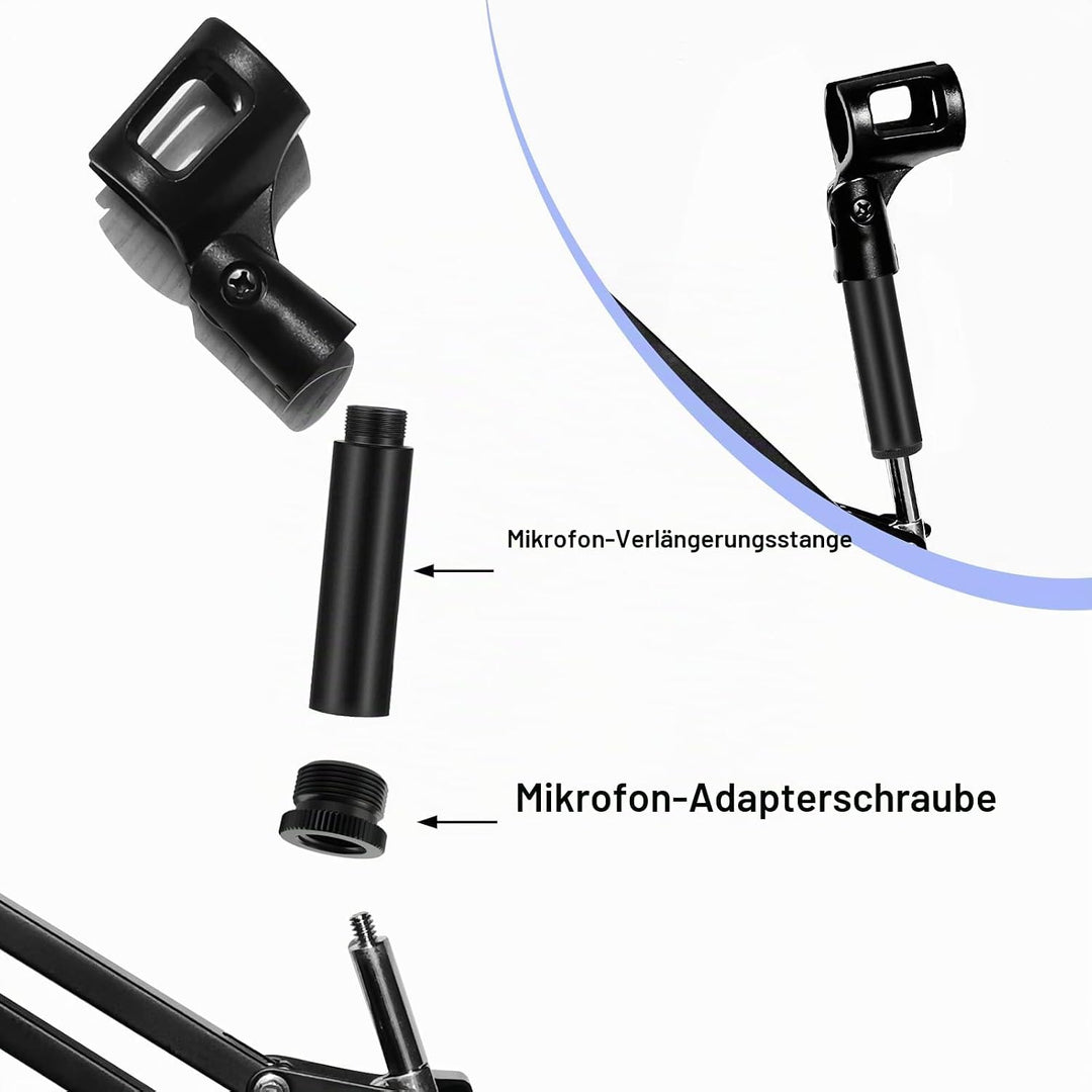 4 Stück Mikrofonverlängerungsrohre und 4 Stück Mikrofongewindeadapter (3/8 Buchse auf 5/8 Stecker un