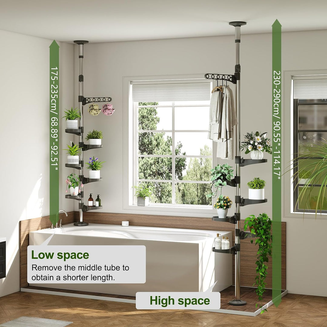 BAOYOUNI 7-Ebenen Teleskop Blumenregal Blumentreppe Pflanzenständer Indoor-Anlage Steht Federspannun