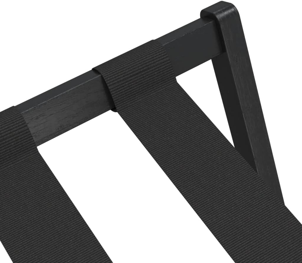 Gepäckablage Schwarz aus Bambus 68 x 38 x 58 cm klappbar, Kofferablage und Gepäckständer mit zwei Ab