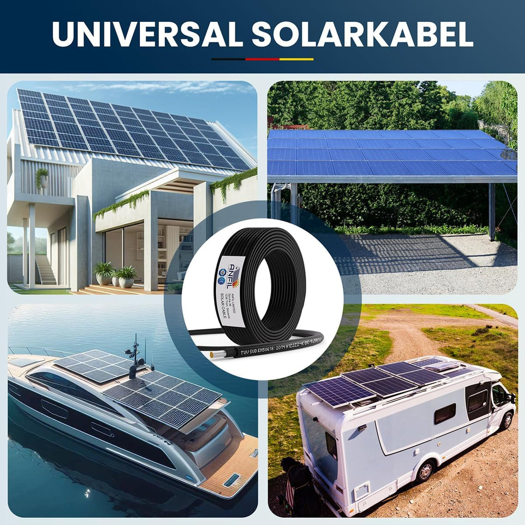 ANFIL® 20m Solarkabel 4mm² [TÜV SÜD geprüft & UV-beständig] – PV Kabel 4mm² für Solaranlagen (Erdv