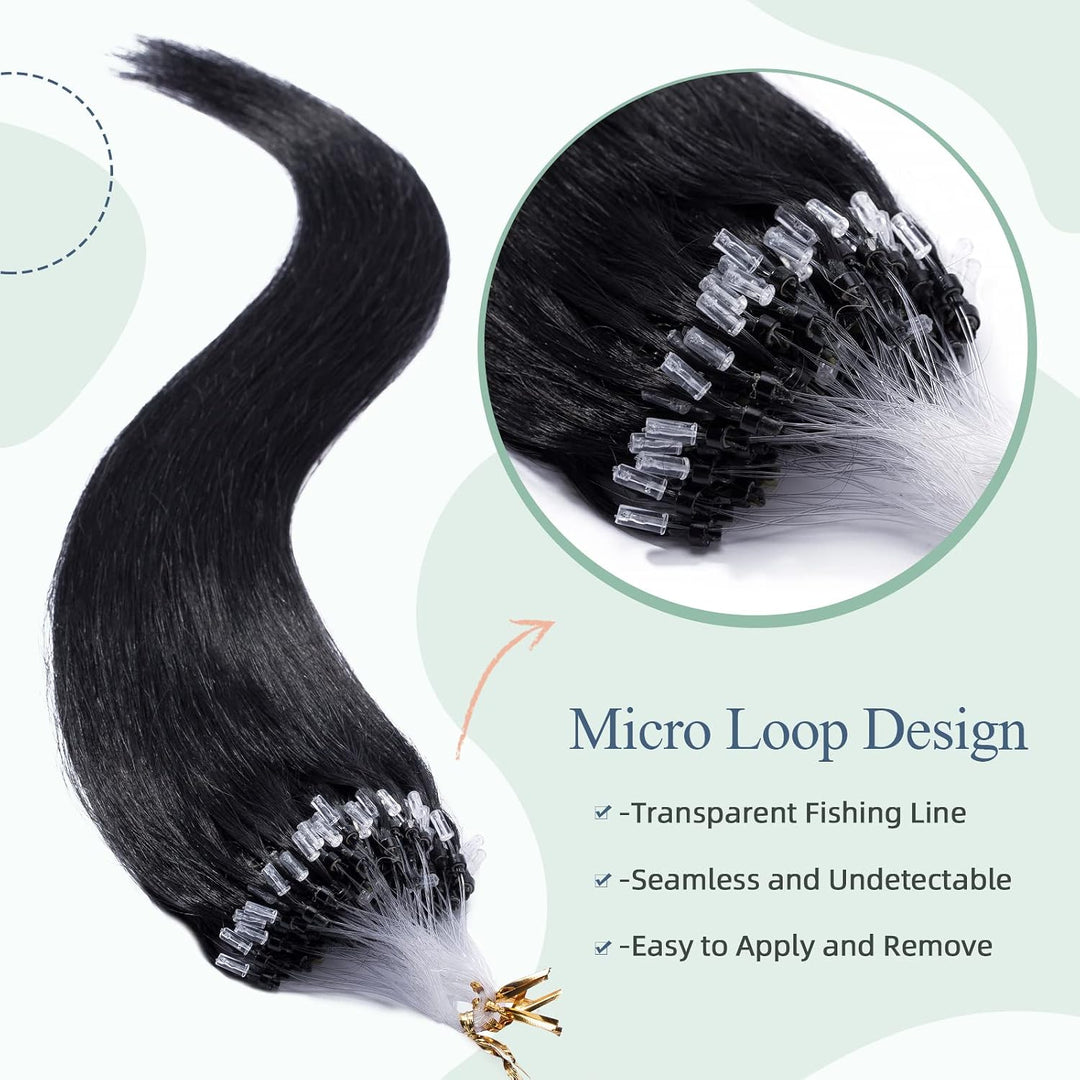 Silk-co Micro Loop Extensions Echthaar 0,5g Micro Ring Haar Extensions Weich Glatt Haarverlängerung