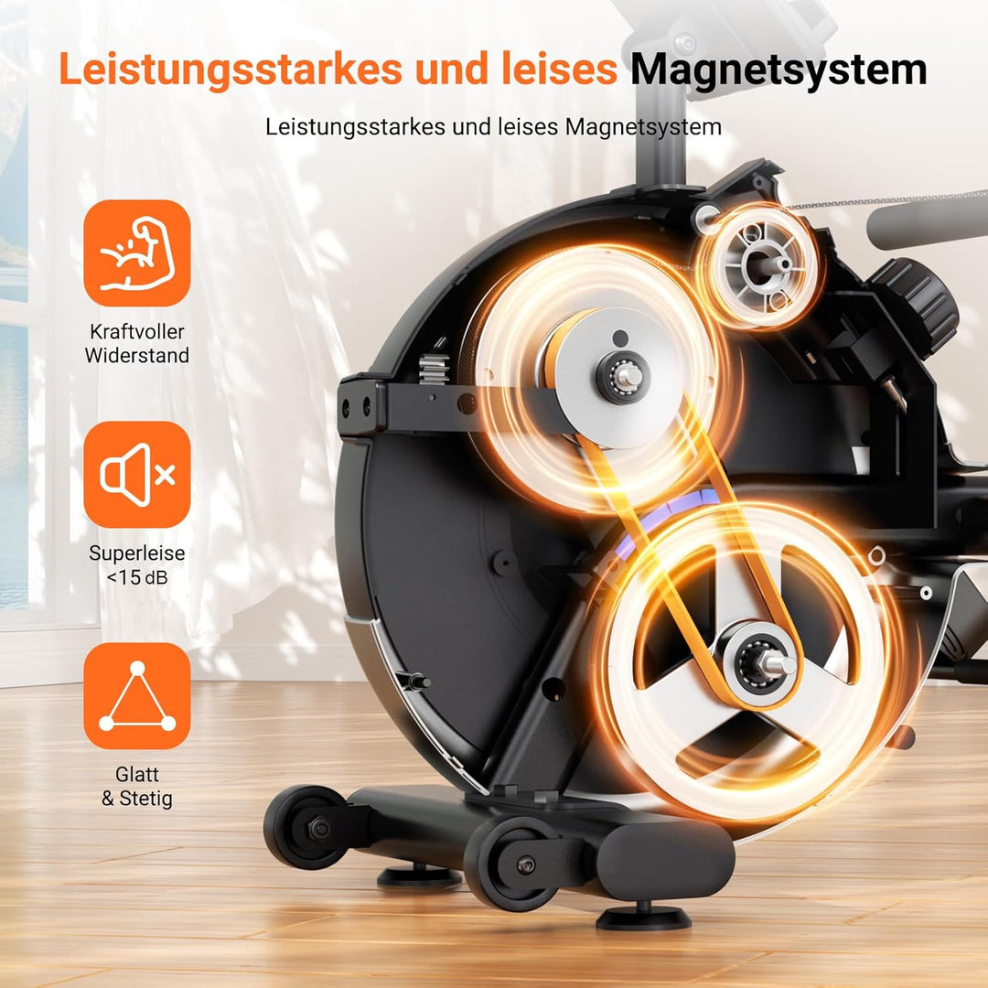 Dripex Rudergerät für Zuhause, Rudergeräte bis 160 kg Belastbar, Magnetisches Rudergerät mit 16 Wide