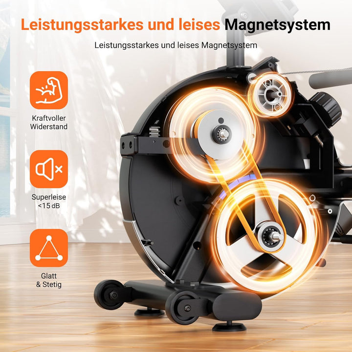 Dripex Rudergerät für Zuhause, Rudergeräte bis 160 kg Belastbar, Magnetisches Rudergerät mit 16 Wide