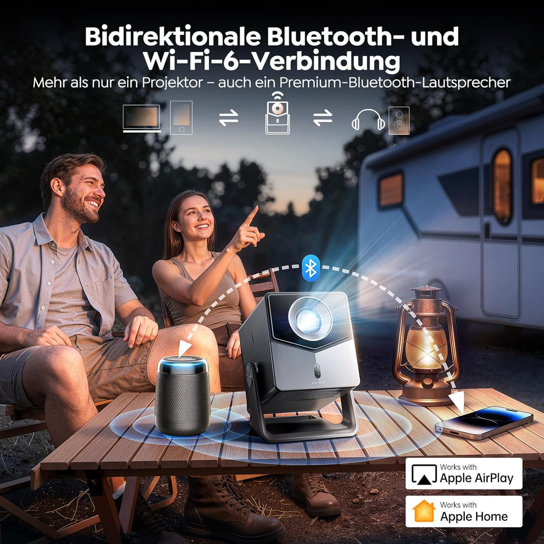 Beamer 4K [Schnellste VIDAA OS] Kompatibel mit Netflix & Dolby Audio, 1400ANSI 1080P Smart Beamer He