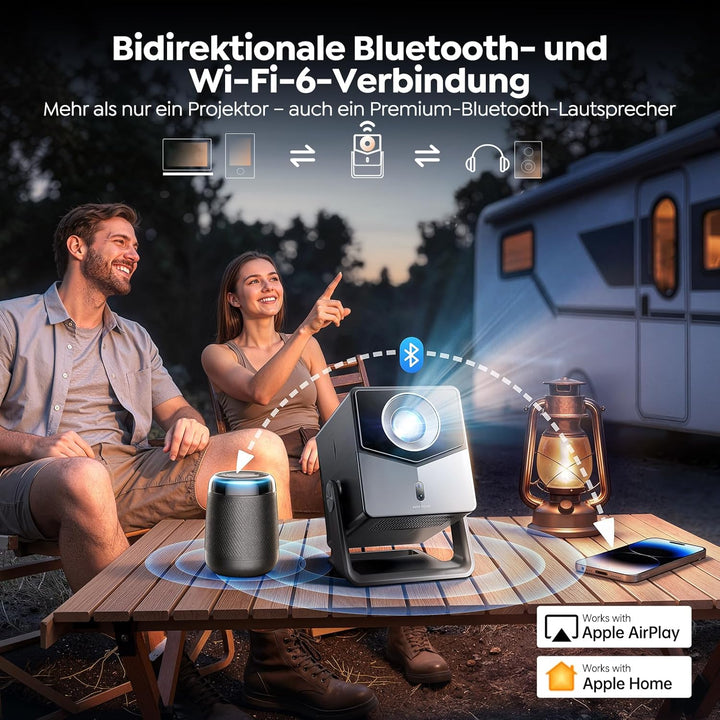 Beamer 4K [Schnellste VIDAA OS] Kompatibel mit Netflix & Dolby Audio, 1400ANSI 1080P Smart Beamer He