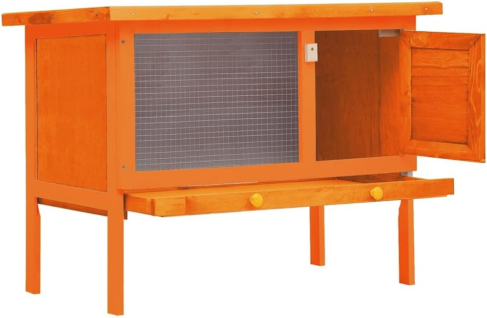 vidaXL Holz Kaninchenstall 1 Ebene Hasenstall Kleintierstall Kaninchenkäfig Messingfarben, Messingfa