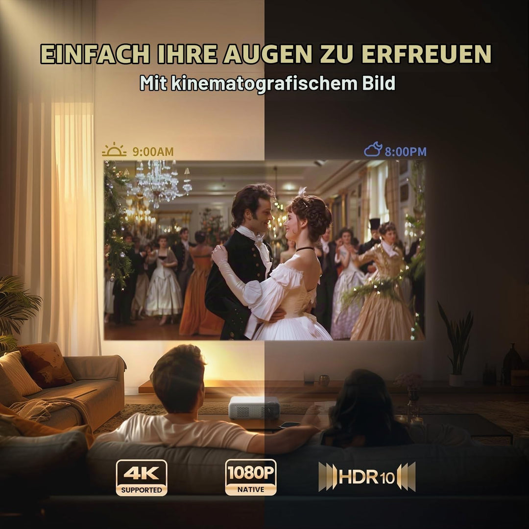 Aurzen Eazze D1 Smart Beamer und 180° Verstellbarer Projektor-Ständer im Bundle – Heimkino-bereit, k