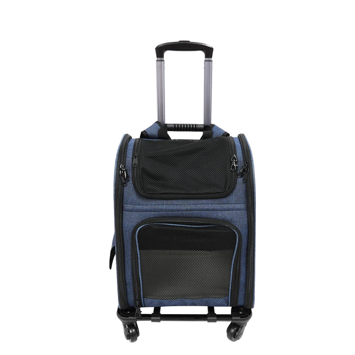 Hunderucksack mit Trolley, 2 in 1 Erweiterbar Hundetransportbox mit Rädern, Grosse Katzenrucksack bi