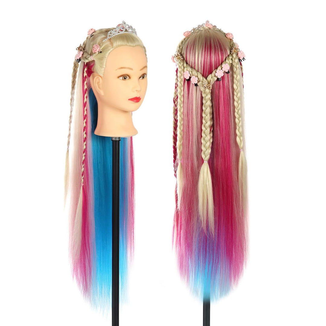 Frisierkopf, Auzass Frisurenkopf 26-28 Inch 100% Kunsthaar Weich Übungskopf Ombre Friseurkopf Traini
