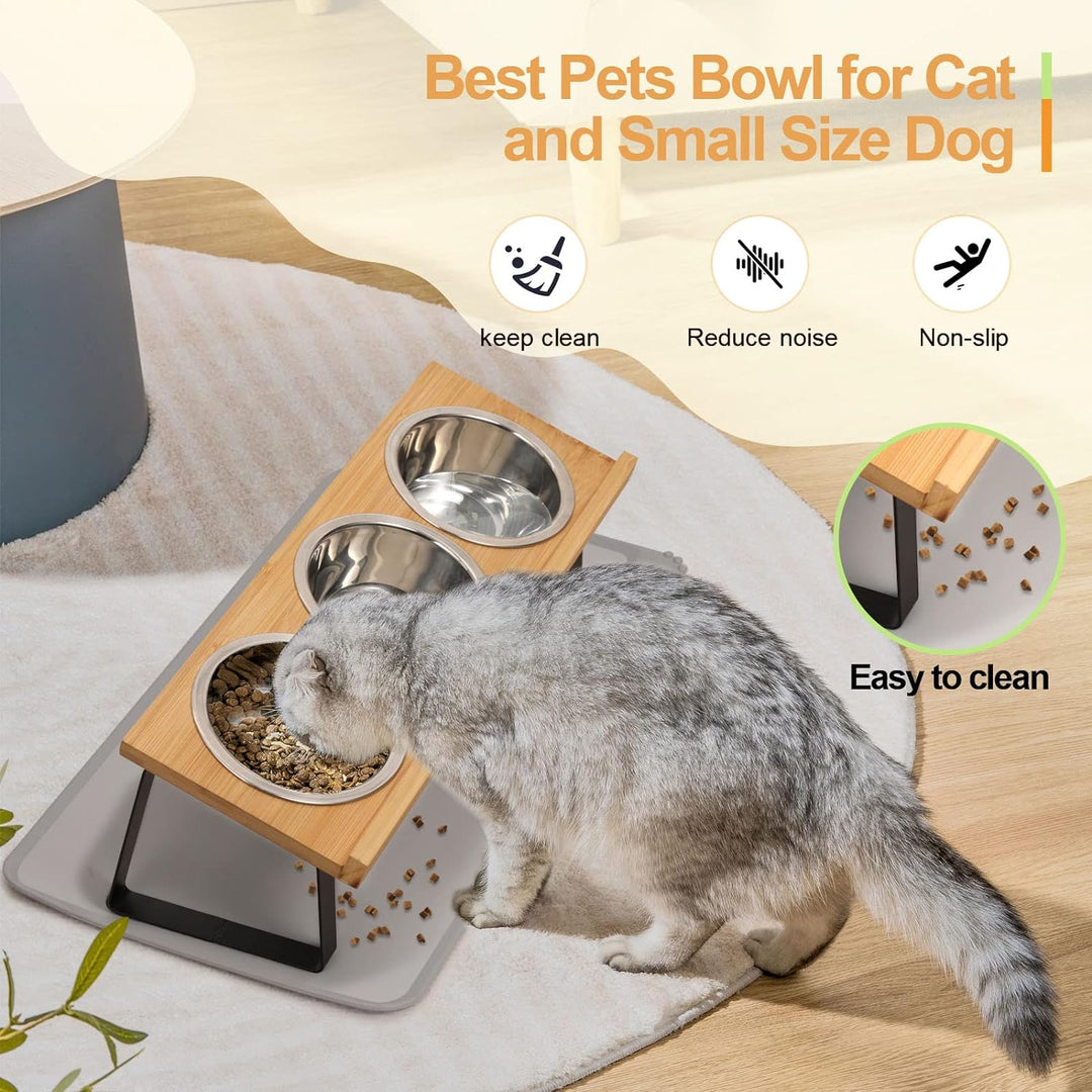 Cinnani Hundenapf oder Katzennapf 10 cm hoch,350ml pro Futternapf,Trocken-und Nasstrennung,Regal aus