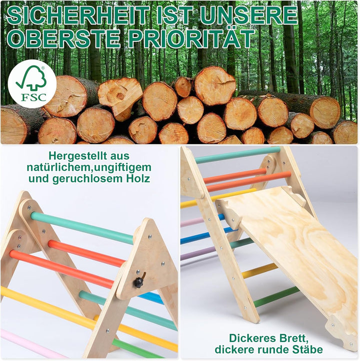 RUIE 7-in-1 Montessori Kletterdreieck mit Rutsche, Klettergerüst Indoor Spielplatz für Kleinkinder a