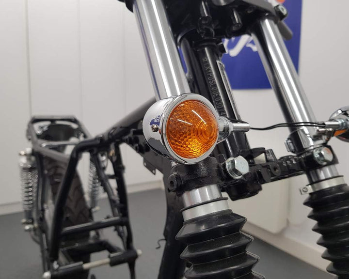 Alchemy Parts Signale Turn Blinker Motorrad Retro Klassiker Custombikes Trikes - Chrom Metall